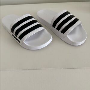 Adidas Striped Black and White Slides